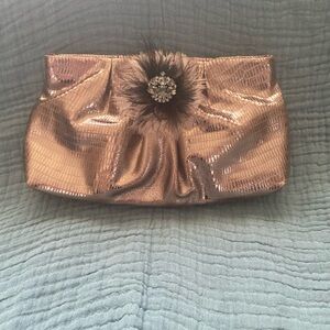 Stella & Dot Silver Clutch with Floral Removable Detail